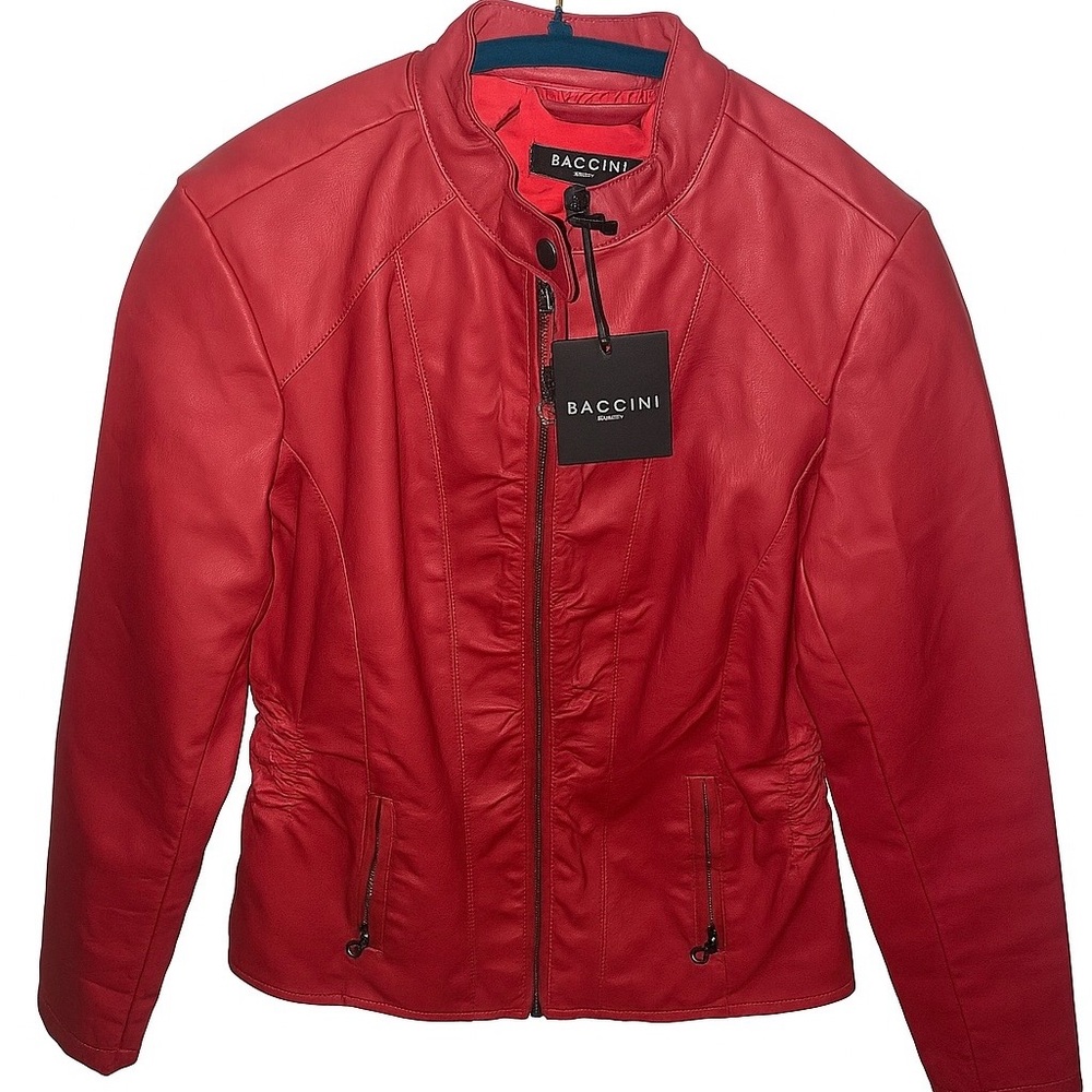 Baccini Women's Vibrant Red Leather Jacket
